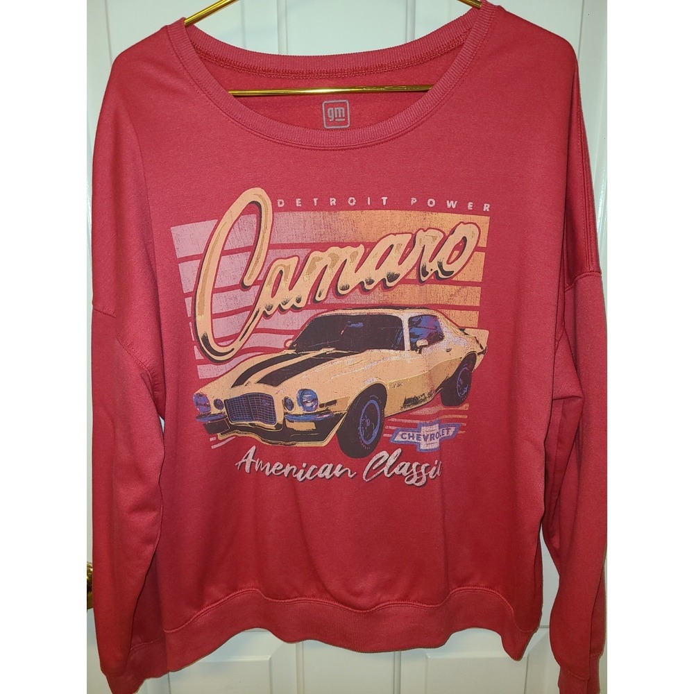 GM Official Graphic Sweatshirt Size XXL Loose Neck Red Camaro Soft Comfy Detroit